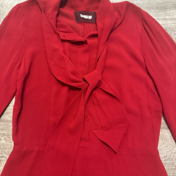 Vintage Reformation Sz. 4 Button Down Dress w/Neck Tie Long Sleeve Zip Back - Picture 4 of 8